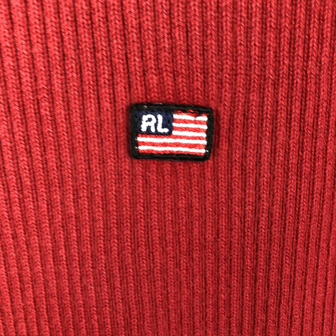 Ralph Lauren POLO JEANS COMPANY Ribbed Cotton Knit Sweater, Women's Size L (approx.) cotton red type Vintage Second Hand