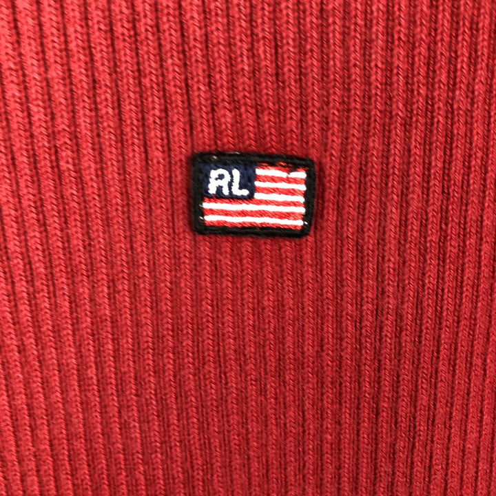 Ralph Lauren POLO JEANS COMPANY Ribbed Cotton Knit Sweater, Women's Size L (approx.) cotton red type Vintage Second Hand