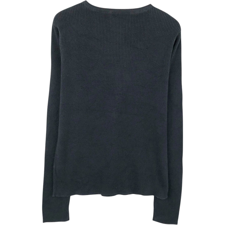 Ralph Lauren POLO JEANS COMPANY Ribbed Henley Neck Cotton Knit Sweater, Women's Size XL (approx.) cotton black type Vintage Second Hand