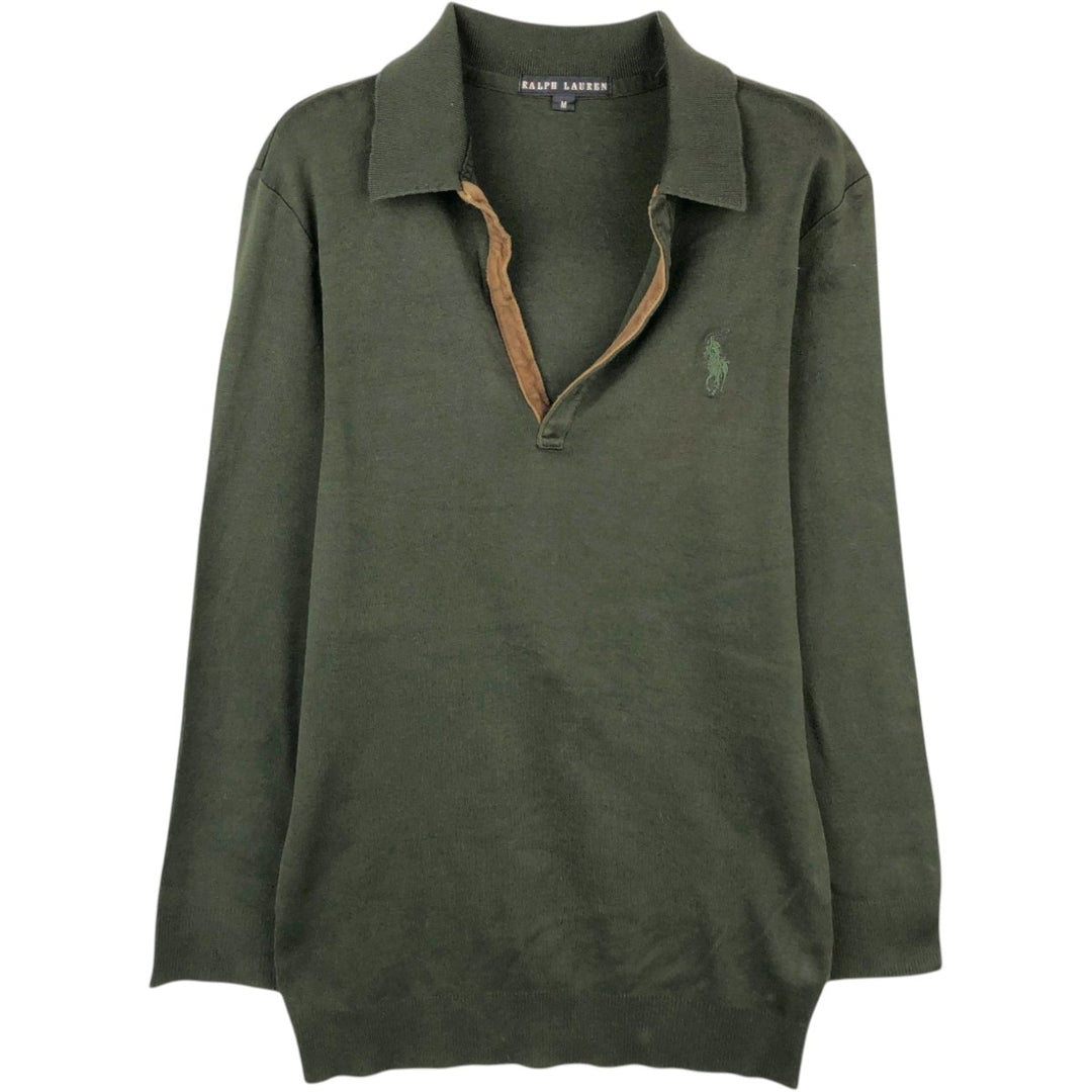 Ralph Lauren RALPH LAUREN Skipper Collar Cotton Knit Sweater, Women's Size M (approx.) cotton dark green Vintage Second Hand