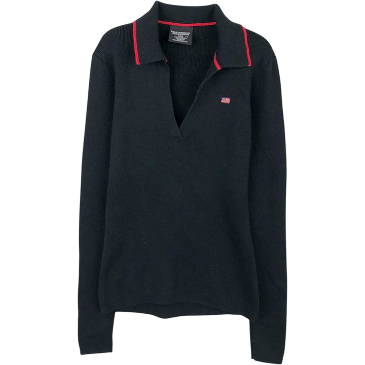 Ralph Lauren POLO JEANS COMPANY Skipper Collar Rib-Knit Cotton Sweater, Women's Size S (approx.) cotton black type Vintage Second Hand