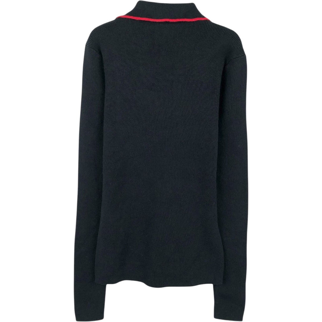 Ralph Lauren POLO JEANS COMPANY Skipper Collar Rib-Knit Cotton Sweater, Women's Size S (approx.) cotton black type Vintage Second Hand