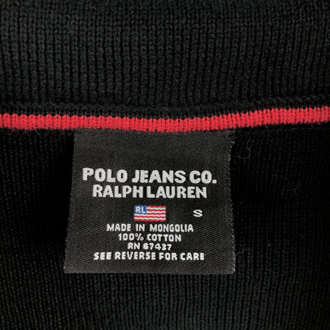 Ralph Lauren POLO JEANS COMPANY Skipper Collar Rib-Knit Cotton Sweater, Women's Size S (approx.) cotton black type Vintage Second Hand