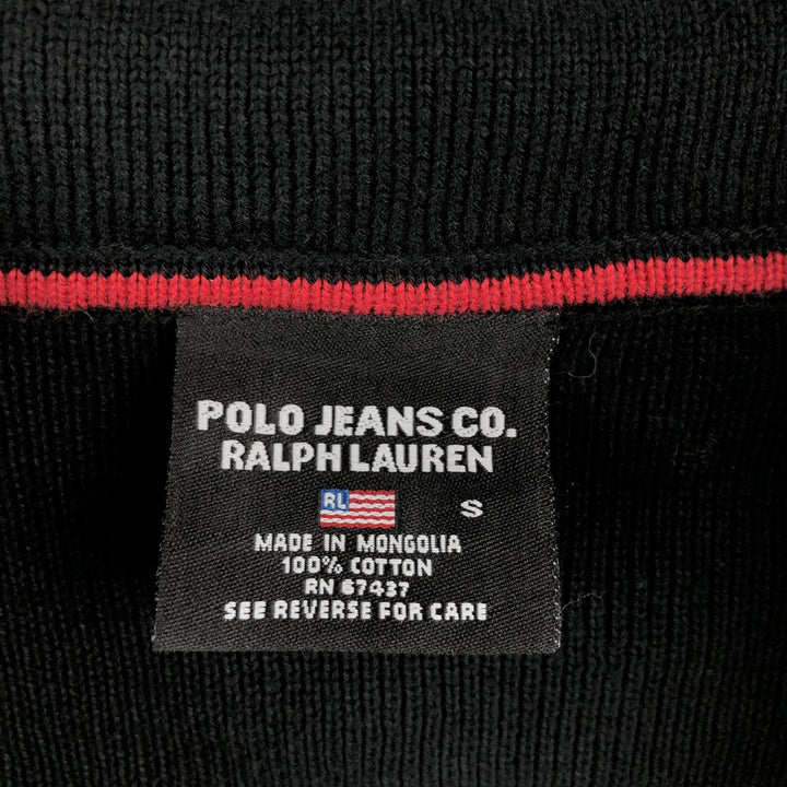 Ralph Lauren POLO JEANS COMPANY Skipper Collar Rib-Knit Cotton Sweater, Women's Size S (approx.) cotton black type Vintage Second Hand