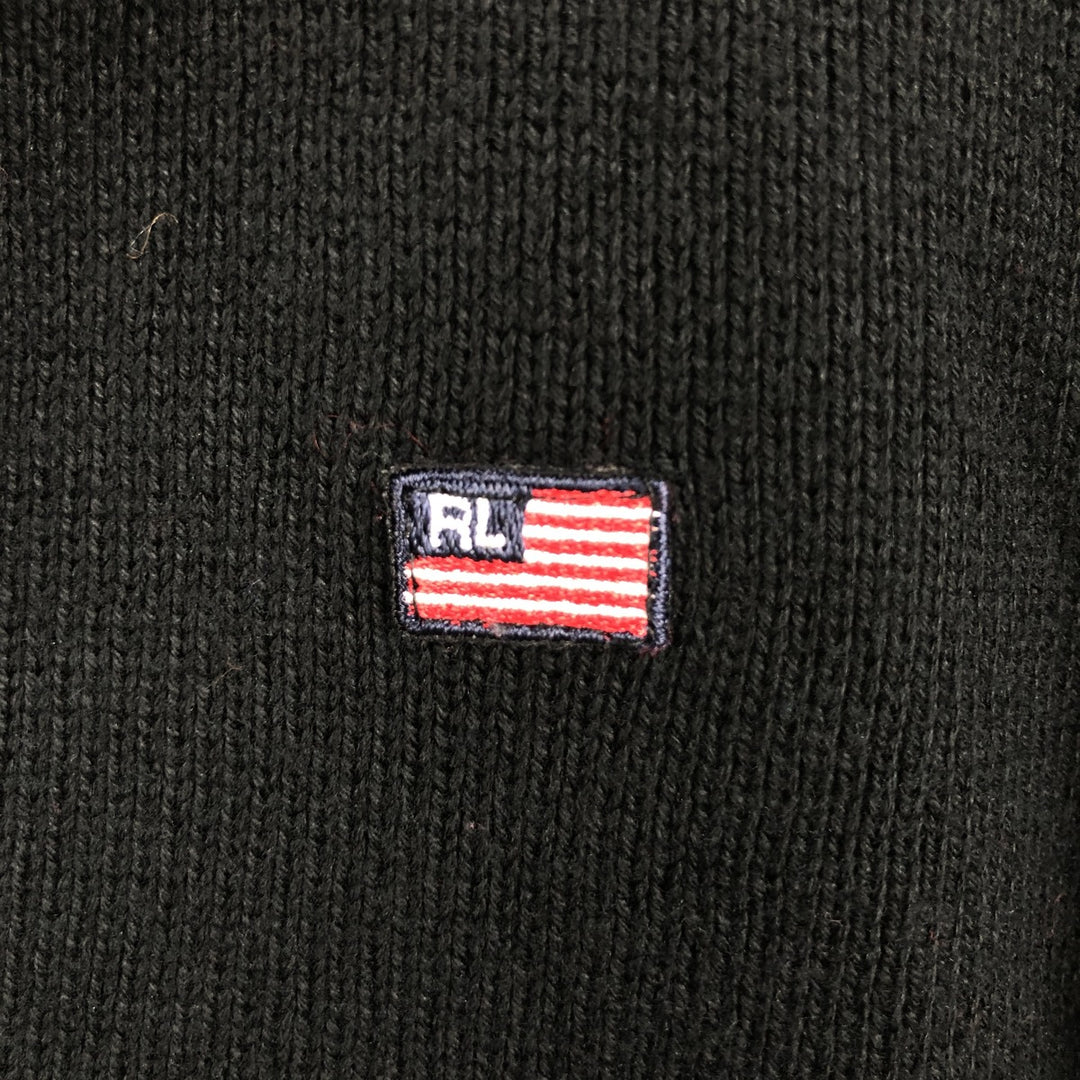 Ralph Lauren POLO JEANS COMPANY Skipper Collar Rib-Knit Cotton Sweater, Women's Size S (approx.) cotton black type Vintage Second Hand