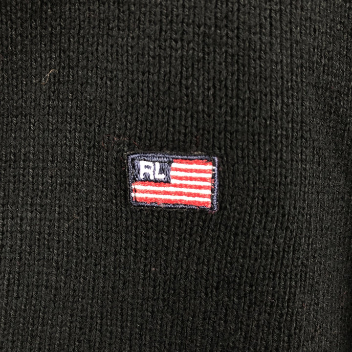 Ralph Lauren POLO JEANS COMPANY Skipper Collar Rib-Knit Cotton Sweater, Women's Size S (approx.) cotton black type Vintage Second Hand