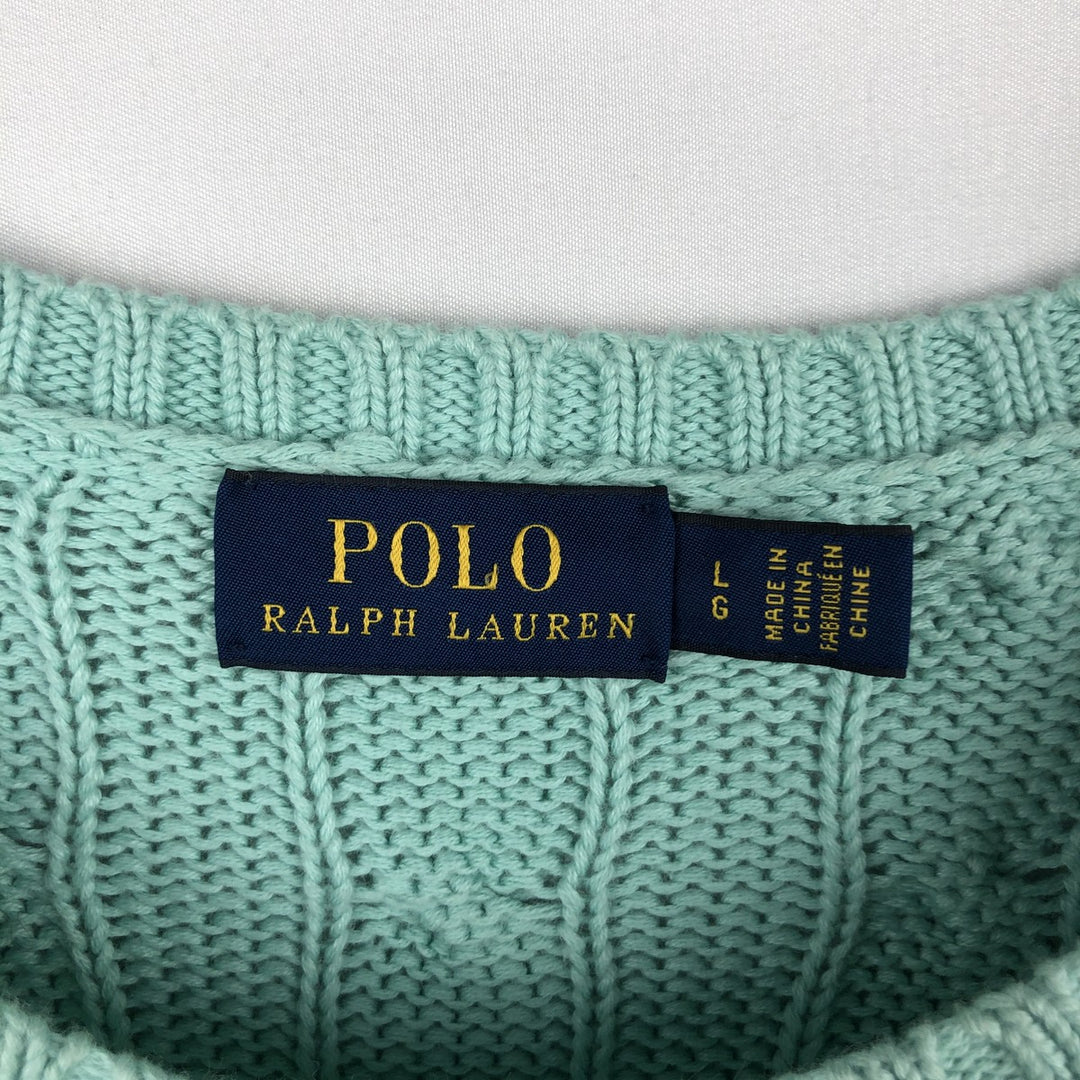 Ralph Lauren POLO RALPH LAUREN Cable Knit Sweater, Women's Size L (approx.) unclear Mint green Vintage Second Hand