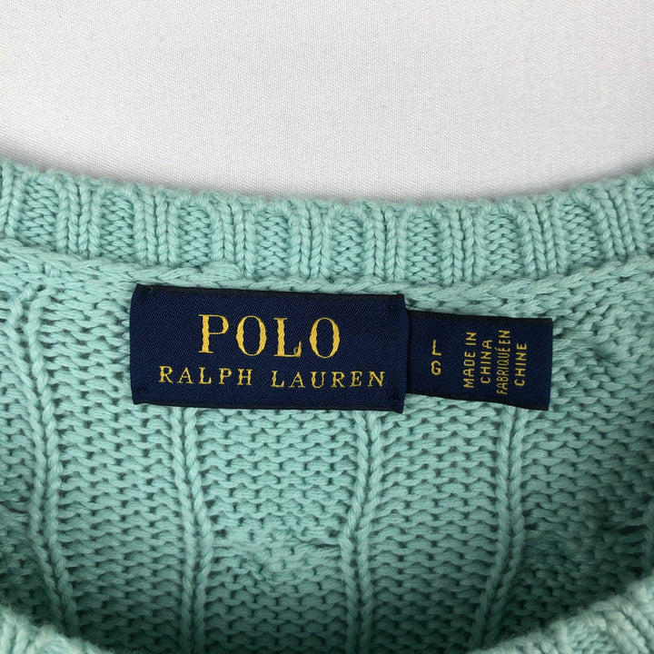 Ralph Lauren POLO RALPH LAUREN Cable Knit Sweater, Women's Size L (approx.) unclear Mint green Vintage Second Hand