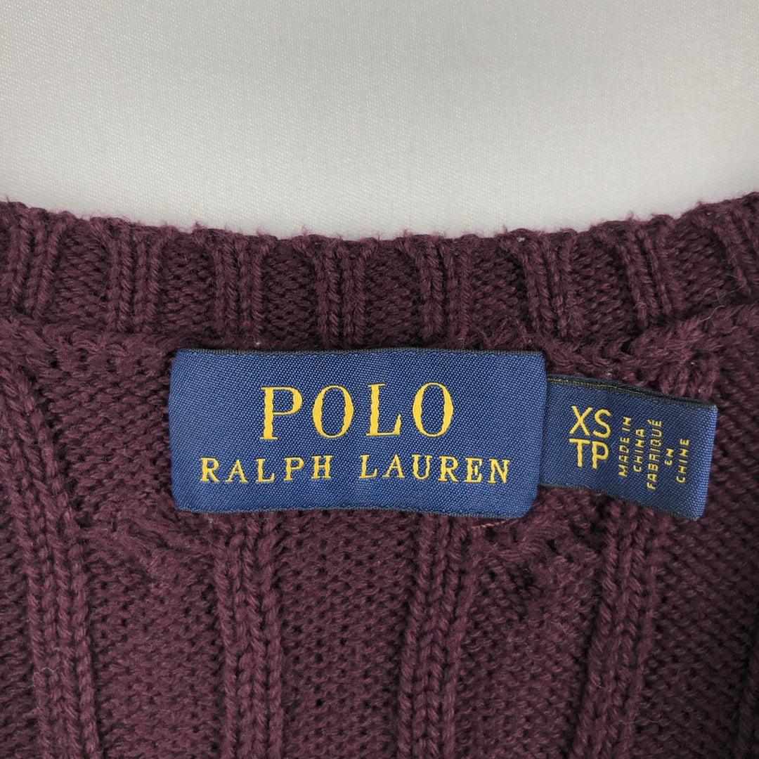 Ralph Lauren POLO RALPH LAUREN Cable Knit V-Neck Sweater, Women's Size XS (approx.) unclear bordeaux Vintage Second Hand