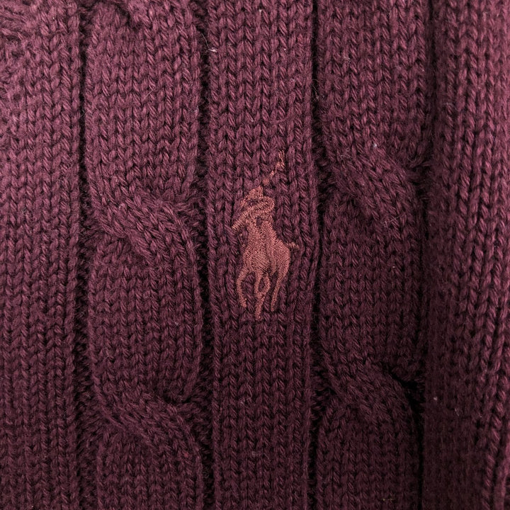 Ralph Lauren POLO RALPH LAUREN Cable Knit V-Neck Sweater, Women's Size XS (approx.) unclear bordeaux Vintage Second Hand