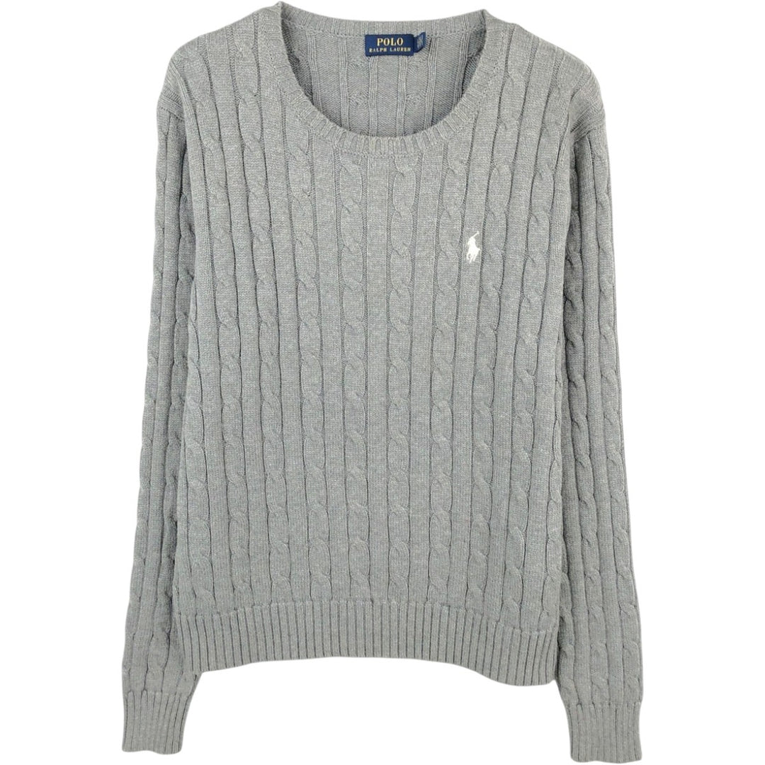 Ralph Lauren POLO RALPH LAUREN Cable knit cotton sweater Women's size L cotton gray type Vintage Second Hand