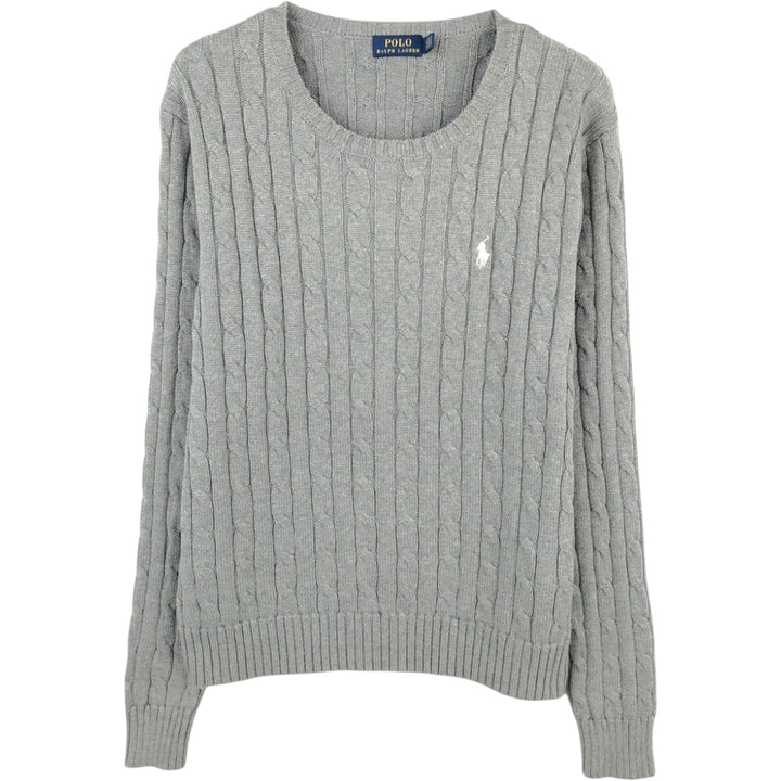 Ralph Lauren POLO RALPH LAUREN Cable knit cotton sweater Women's size L cotton gray type Vintage Second Hand
