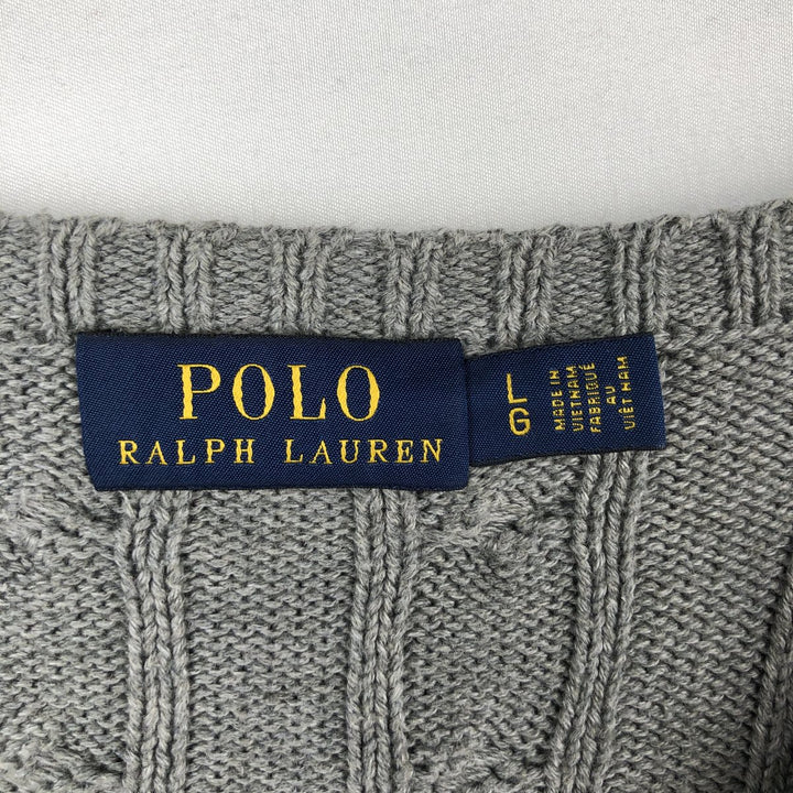Ralph Lauren POLO RALPH LAUREN Cable knit cotton sweater Women's size L cotton gray type Vintage Second Hand