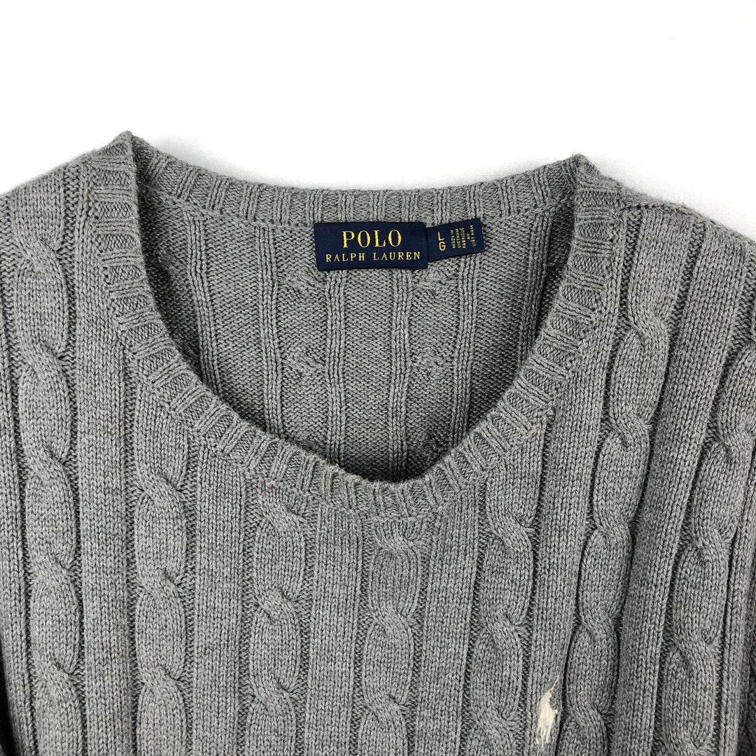 Ralph Lauren POLO RALPH LAUREN Cable knit cotton sweater Women's size L cotton gray type Vintage Second Hand