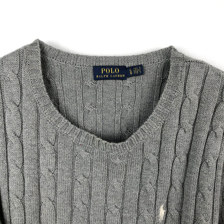 Ralph Lauren POLO RALPH LAUREN Cable knit cotton sweater Women's size L cotton gray type Vintage Second Hand
