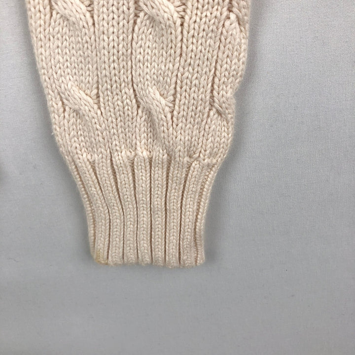 Ralph Lauren RALPH LAUREN SPORT Cable Knit V-Neck Cotton Sweater, Women's Size XS (approx.) cotton ivory Vintage Second Hand