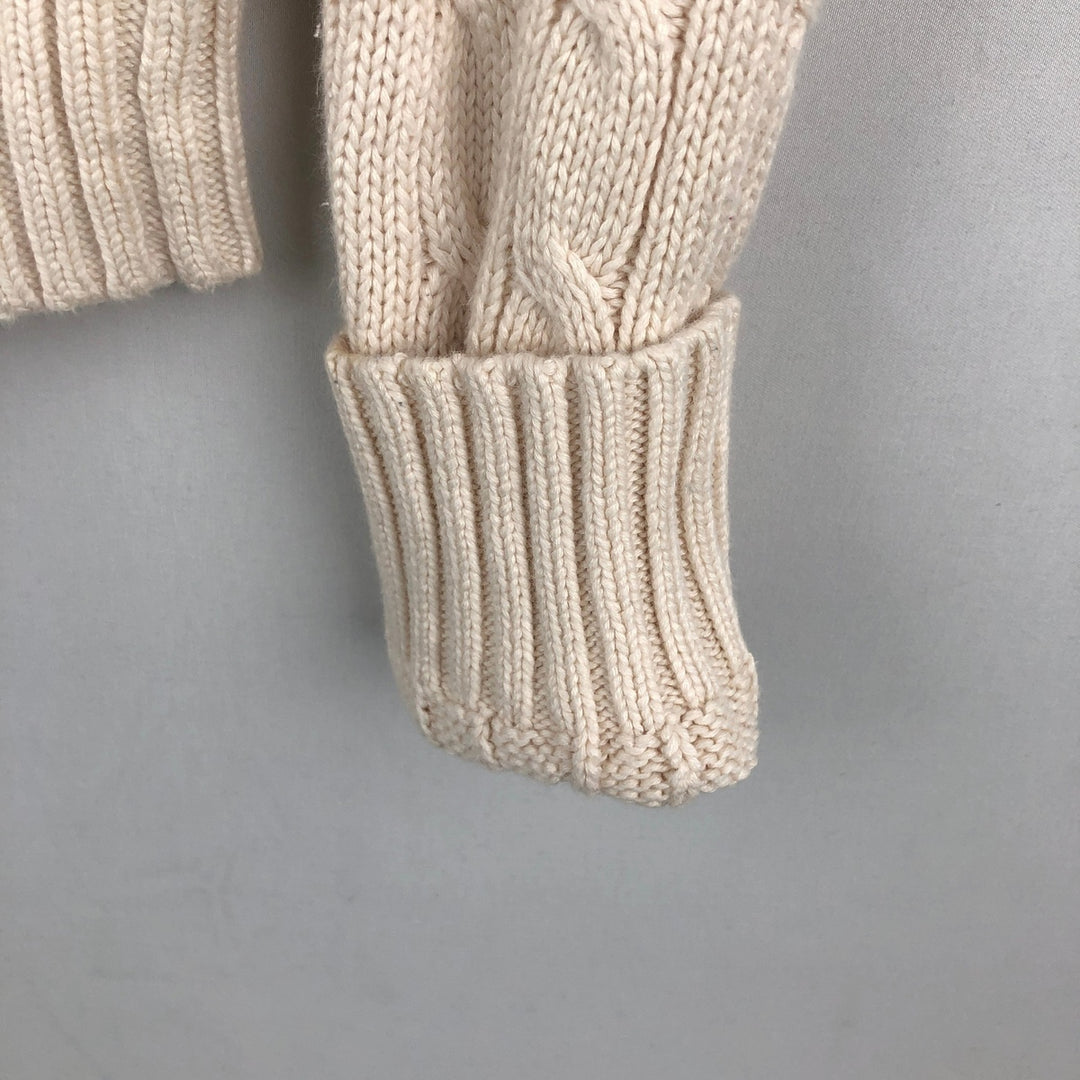 Ralph Lauren RALPH LAUREN SPORT Cable Knit V-Neck Cotton Sweater, Women's Size XS (approx.) cotton ivory Vintage Second Hand