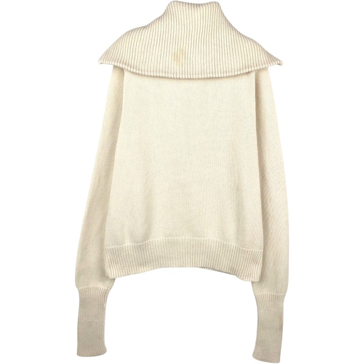 Ralph Lauren RALPH LAUREN SPORT Cotton Knit Full-Zip Sweater, Women's Size XL (approx.) cotton ivory Vintage Second Hand