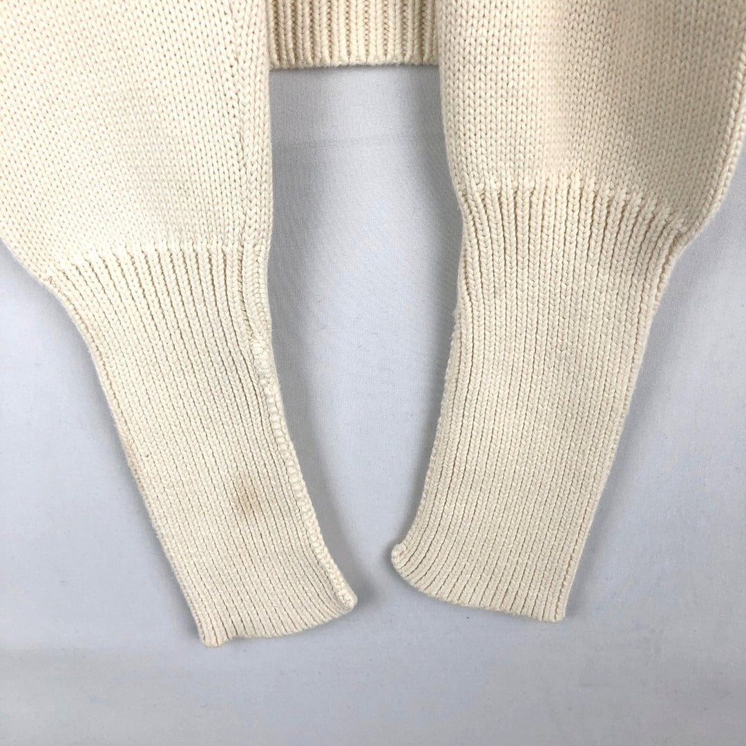 Ralph Lauren RALPH LAUREN SPORT Cotton Knit Full-Zip Sweater, Women's Size XL (approx.) cotton ivory Vintage Second Hand