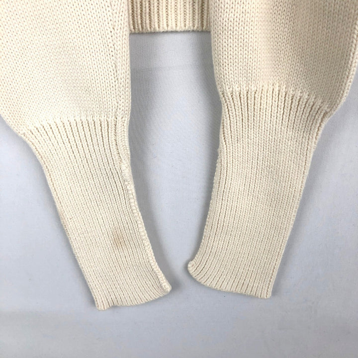 Ralph Lauren RALPH LAUREN SPORT Cotton Knit Full-Zip Sweater, Women's Size XL (approx.) cotton ivory Vintage Second Hand