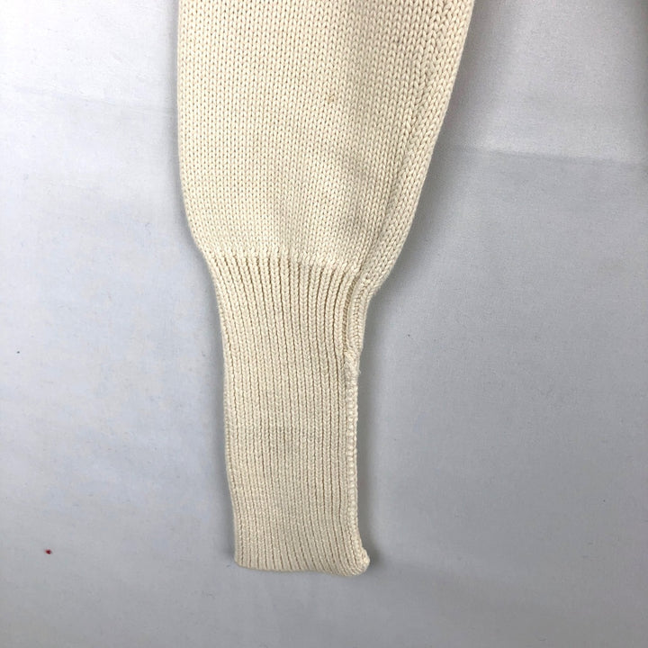 Ralph Lauren RALPH LAUREN SPORT Cotton Knit Full-Zip Sweater, Women's Size XL (approx.) cotton ivory Vintage Second Hand