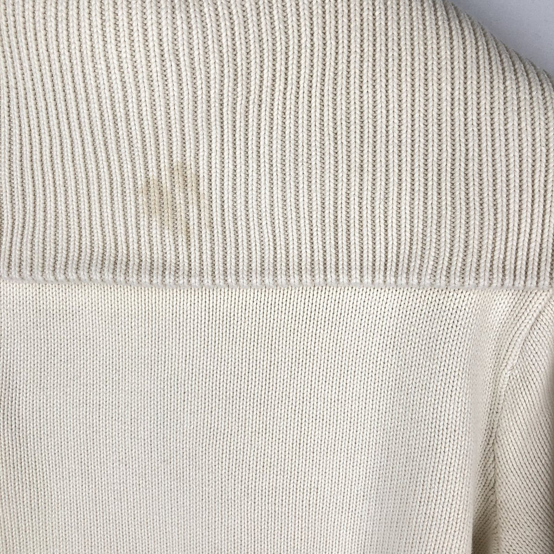 Ralph Lauren RALPH LAUREN SPORT Cotton Knit Full-Zip Sweater, Women's Size XL (approx.) cotton ivory Vintage Second Hand