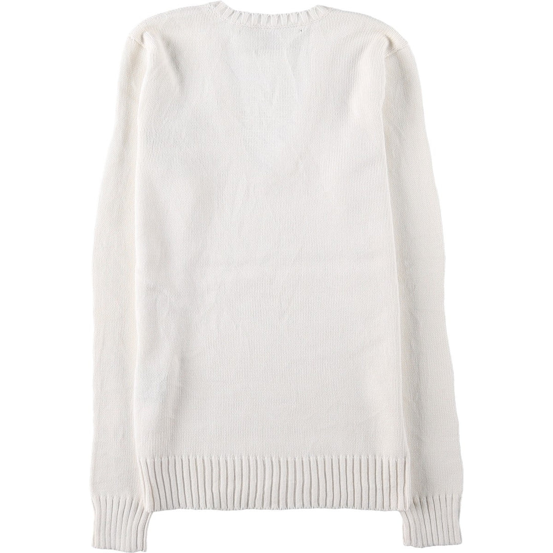 Ralph Lauren RALPH LAUREN SPORT V-neck cotton knit sweater, women's size XS (approx.) cotton white type Vintage Second Hand