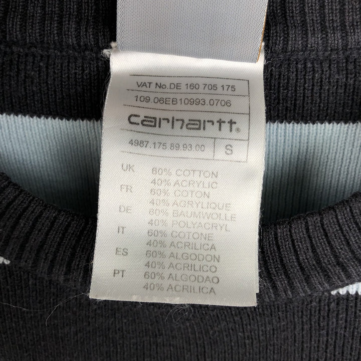 Carhartt Border Pattern Cotton Knit Sweater, Women's Size S (approx.) cotton Blue type light blue Vintage Second Hand