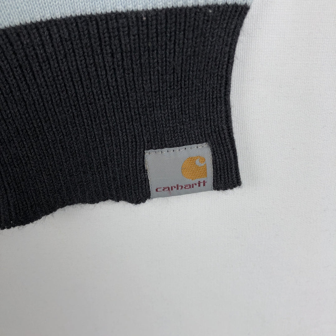 Carhartt Border Pattern Cotton Knit Sweater, Women's Size S (approx.) cotton Blue type light blue Vintage Second Hand