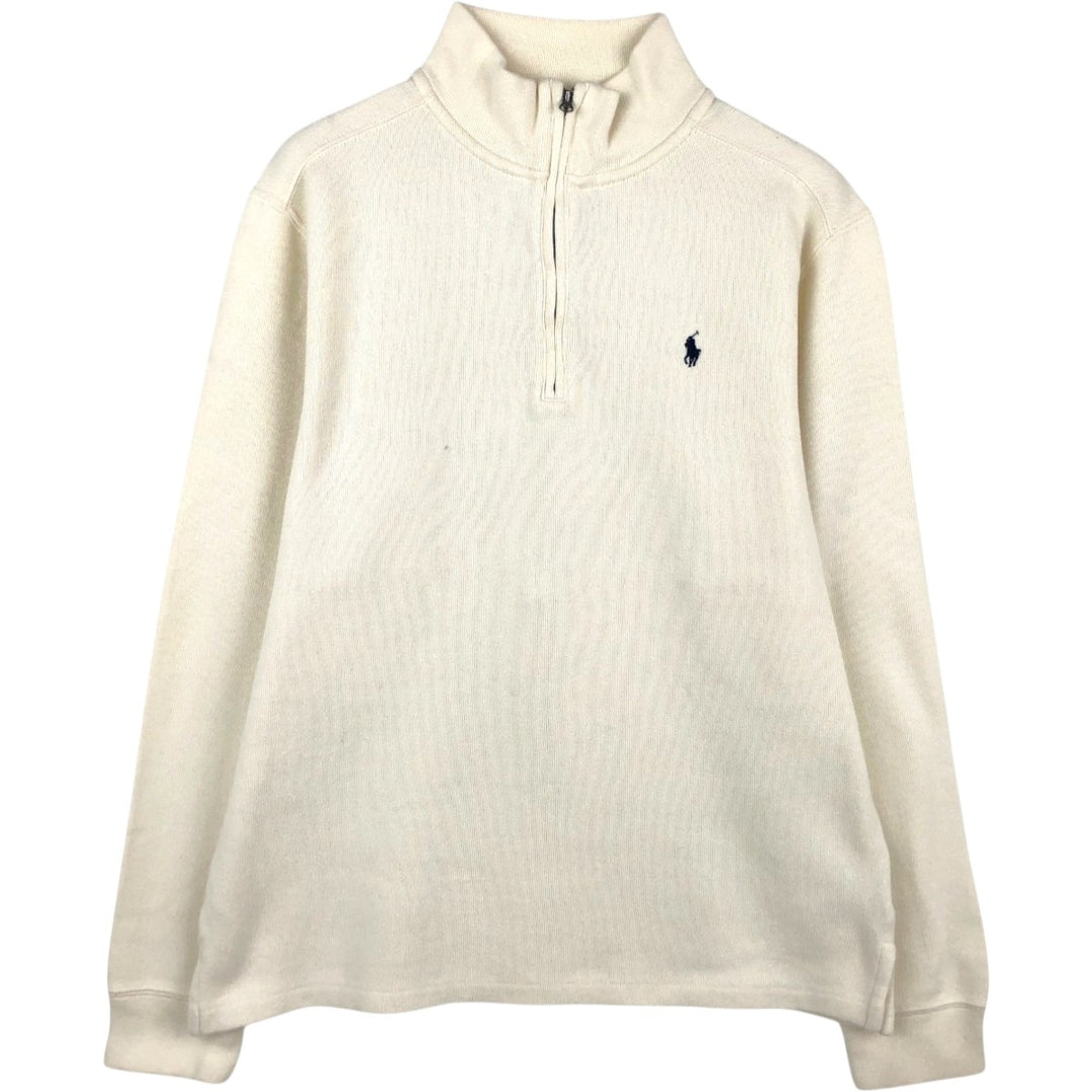 Ralph Lauren POLO RALPH LAUREN Cotton Knit Half-Zip Sweater, Women's Size M cotton ivory Vintage Second Hand