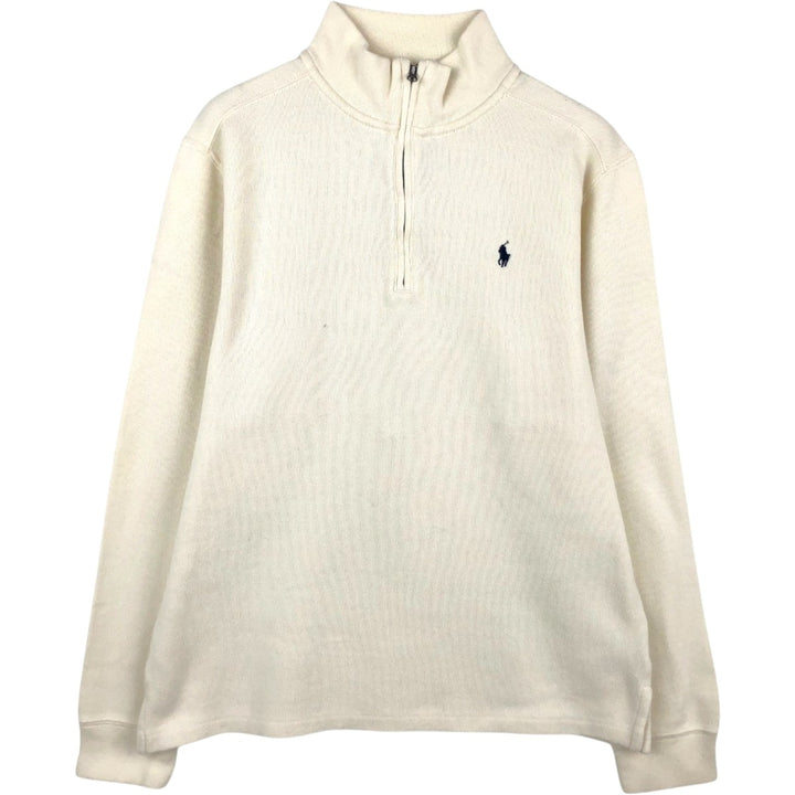 Ralph Lauren POLO RALPH LAUREN Cotton Knit Half-Zip Sweater, Women's Size M cotton ivory Vintage Second Hand