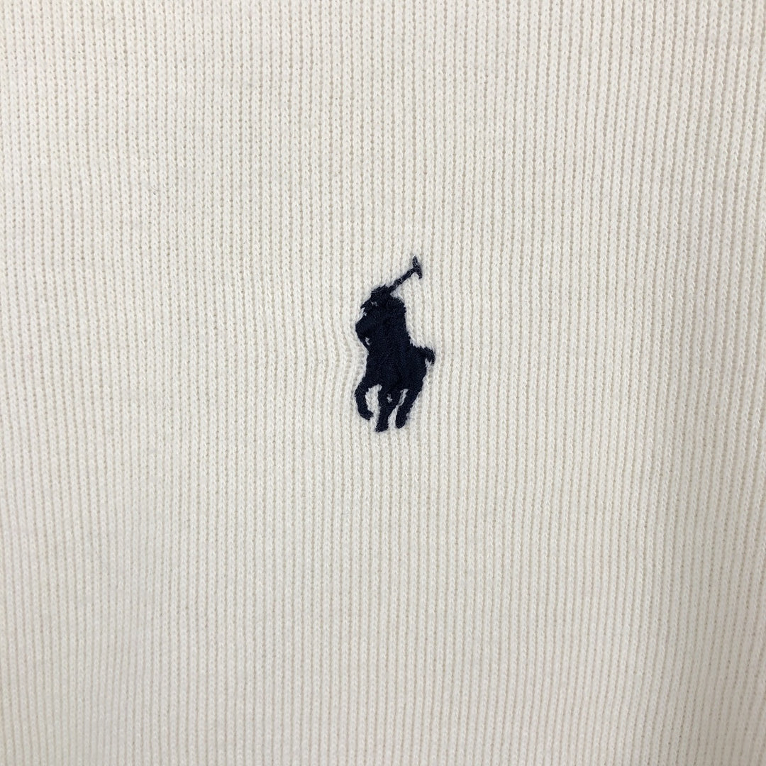 Ralph Lauren POLO RALPH LAUREN Cotton Knit Half-Zip Sweater, Women's Size M cotton ivory Vintage Second Hand