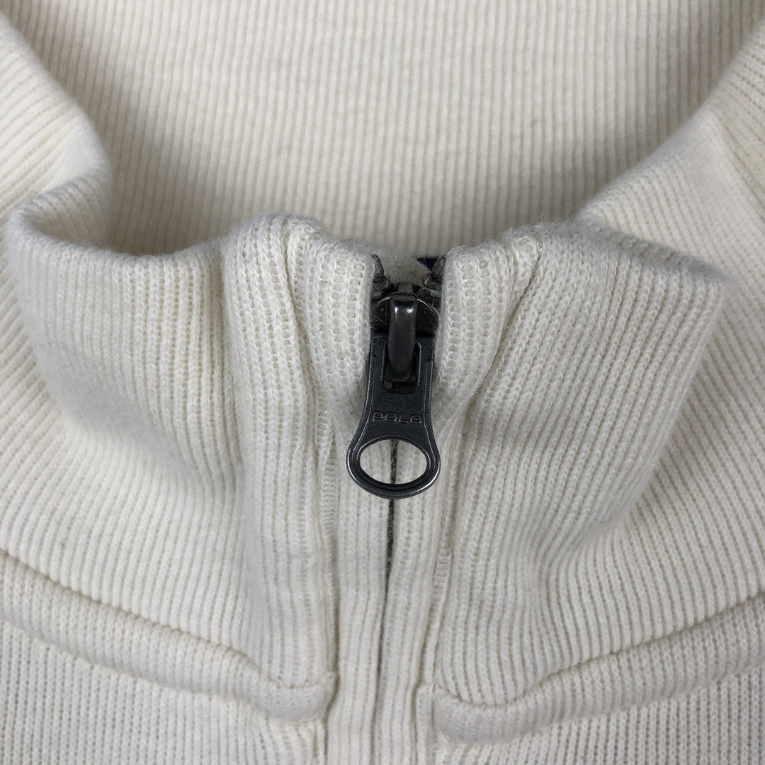 Ralph Lauren POLO RALPH LAUREN Cotton Knit Half-Zip Sweater, Women's Size M cotton ivory Vintage Second Hand