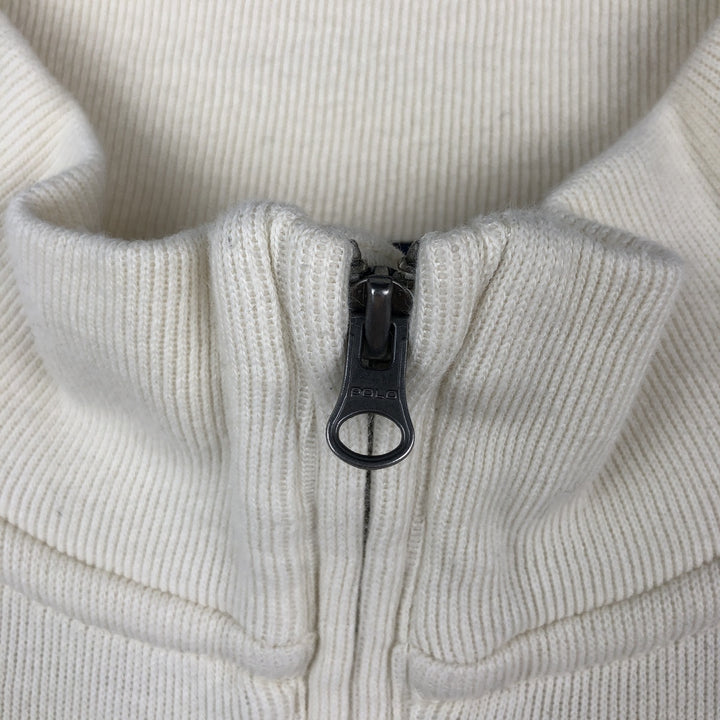 Ralph Lauren POLO RALPH LAUREN Cotton Knit Half-Zip Sweater, Women's Size M cotton ivory Vintage Second Hand