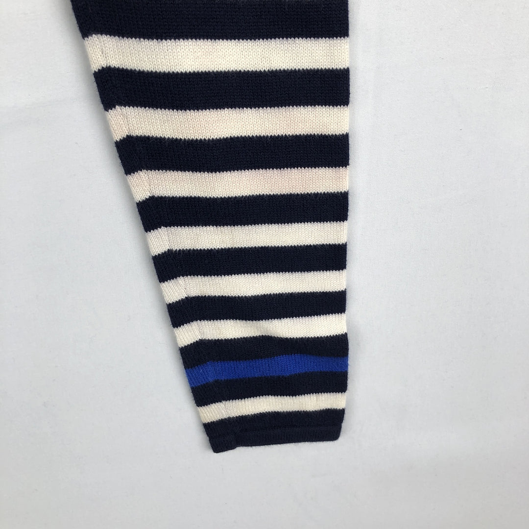 Ralph Lauren LAUREN Striped Pattern Cotton Knit Half-Zip Sweater, Women's Size M (approx.) cotton blue type Vintage Second Hand