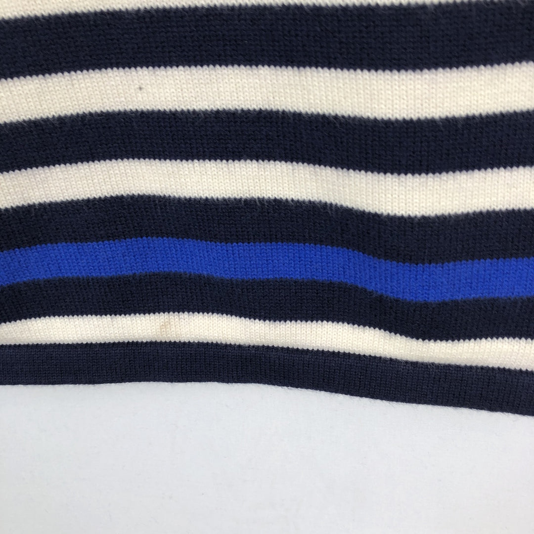 Ralph Lauren LAUREN Striped Pattern Cotton Knit Half-Zip Sweater, Women's Size M (approx.) cotton blue type Vintage Second Hand