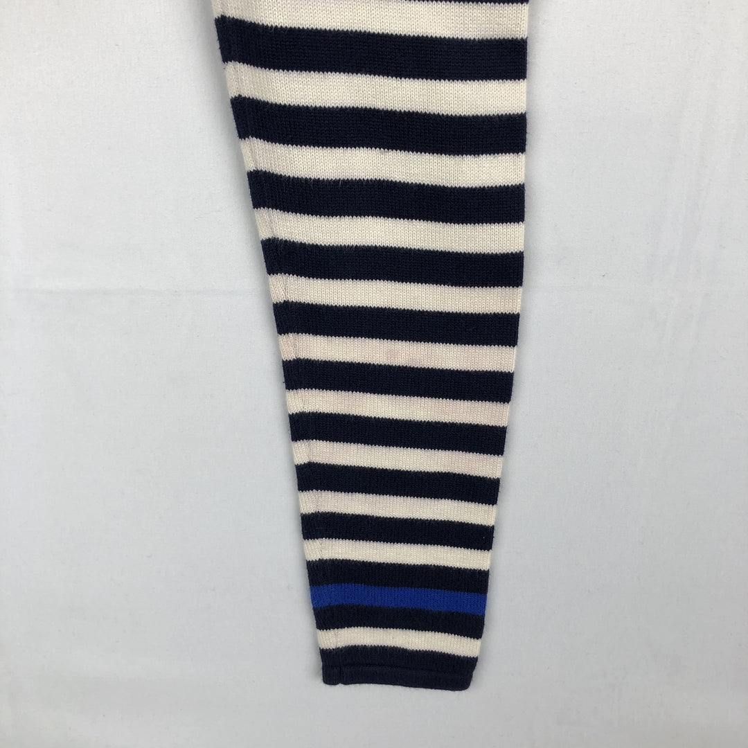 Ralph Lauren LAUREN Striped Pattern Cotton Knit Half-Zip Sweater, Women's Size M (approx.) cotton blue type Vintage Second Hand