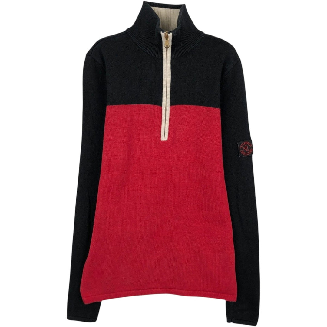 Ralph Lauren cotton knit half-zip sweater, women's size XS (approx.) cotton black type Vintage Second Hand