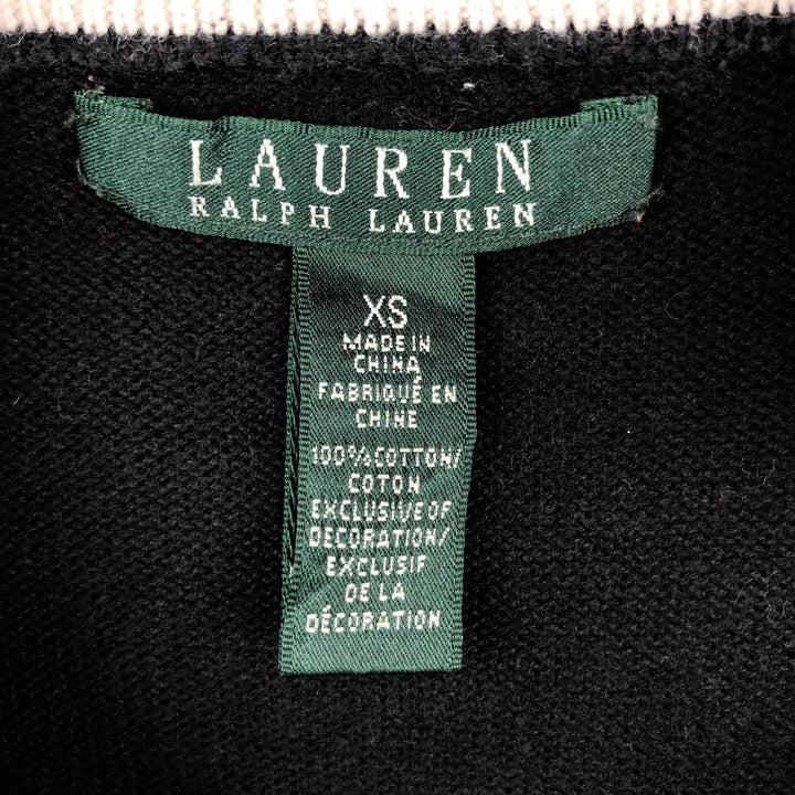 Ralph Lauren cotton knit half-zip sweater, women's size XS (approx.) cotton black type Vintage Second Hand