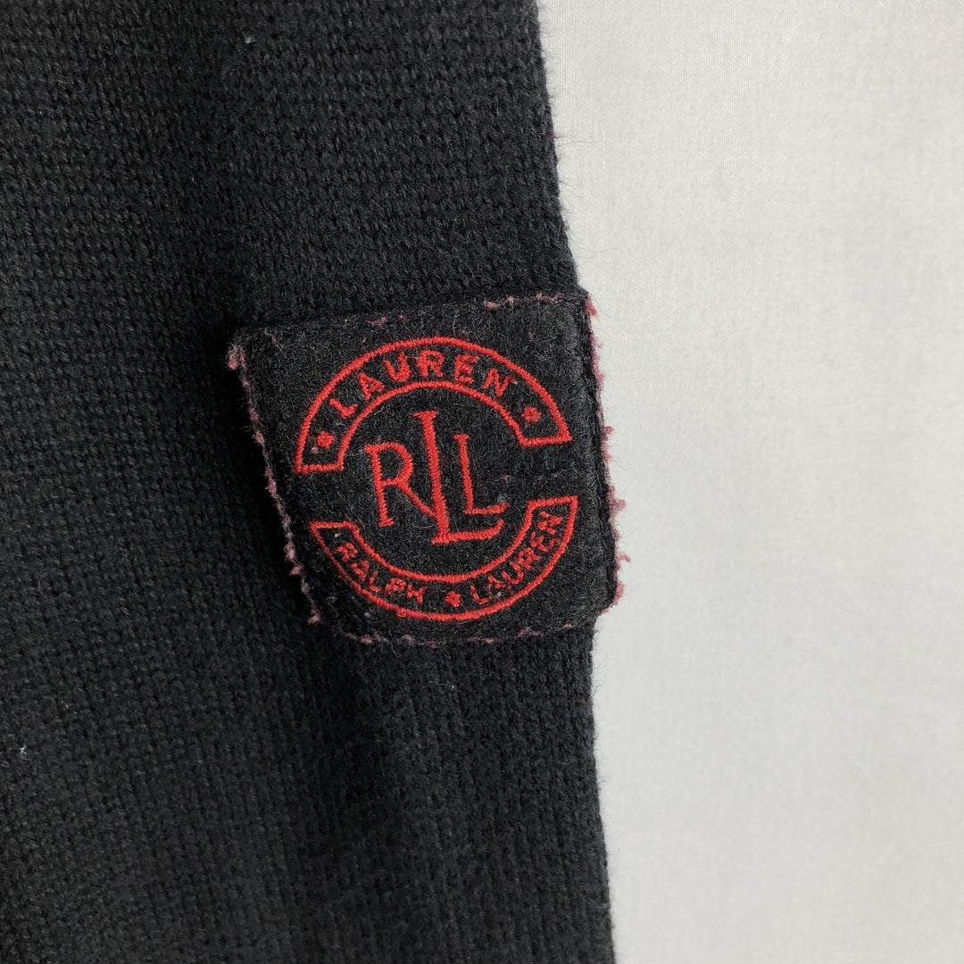Ralph Lauren cotton knit half-zip sweater, women's size XS (approx.) cotton black type Vintage Second Hand