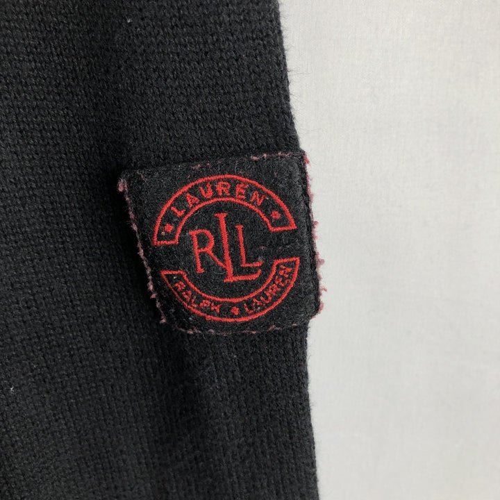 Ralph Lauren cotton knit half-zip sweater, women's size XS (approx.) cotton black type Vintage Second Hand