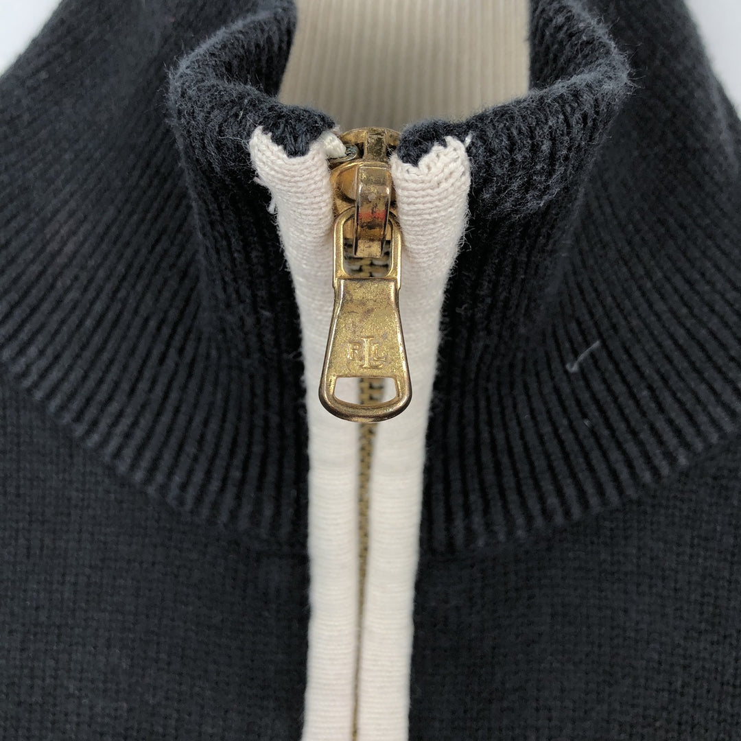 Ralph Lauren cotton knit half-zip sweater, women's size XS (approx.) cotton black type Vintage Second Hand
