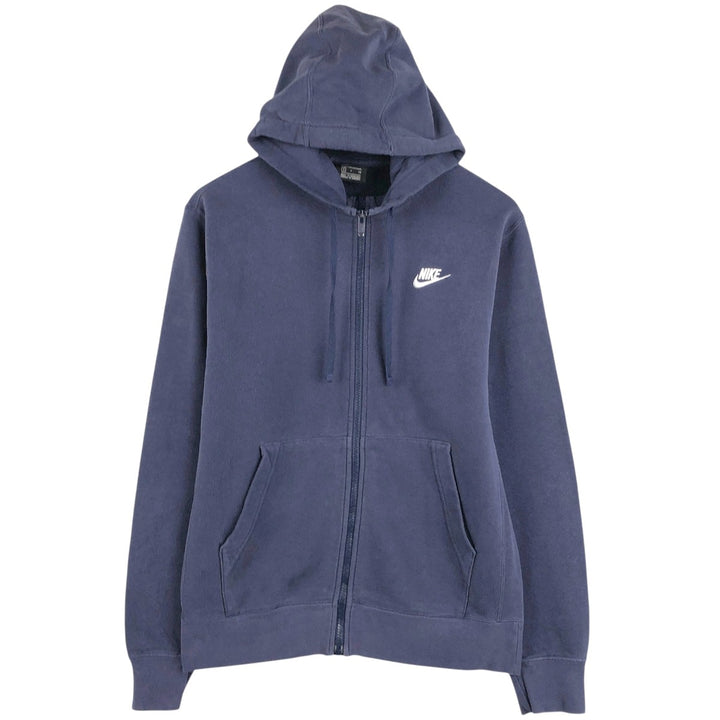 Nike Sweat Full Zip Hoodie, Men's Size S cotton navy blue type Vintage Second Hand