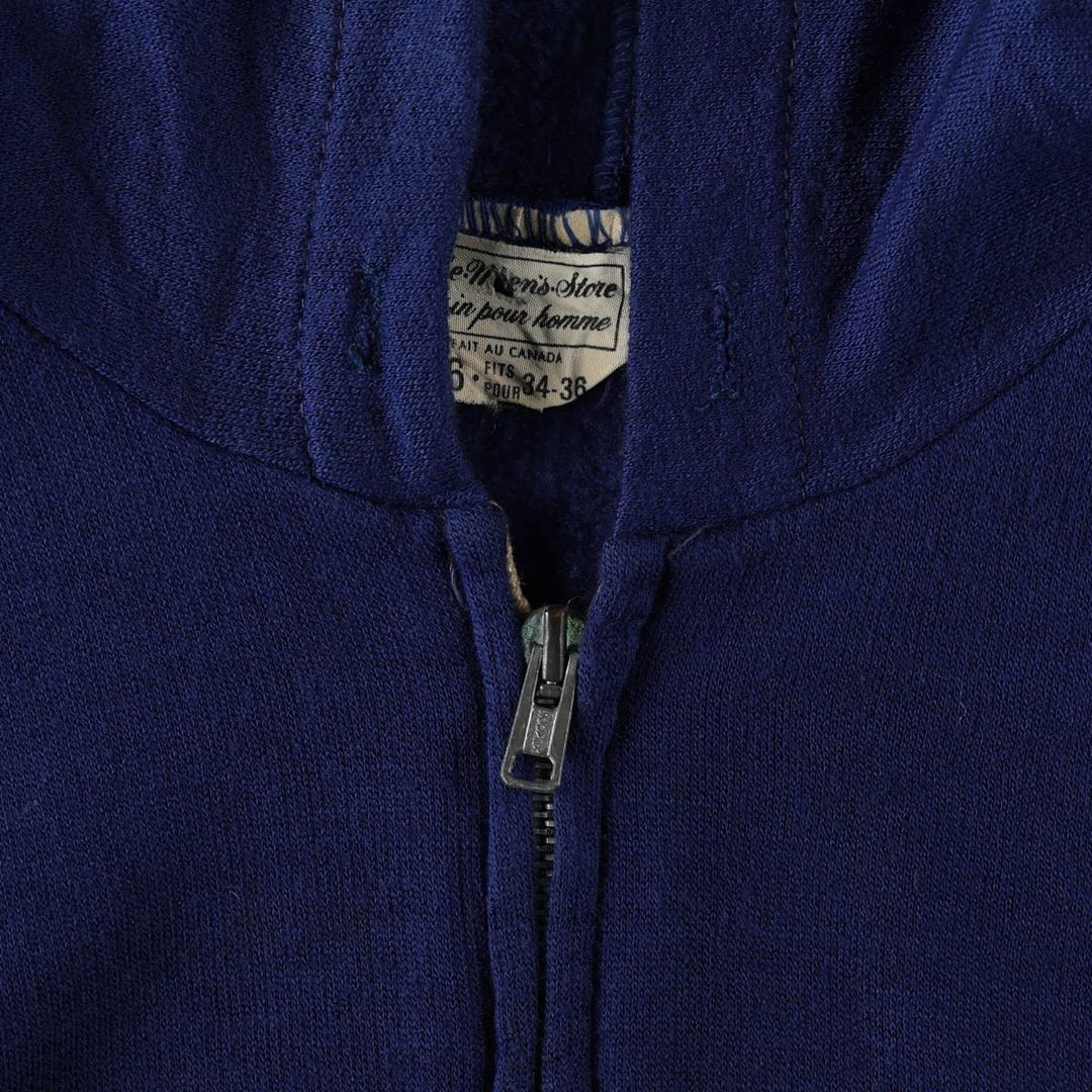 Sears The Men's Store Full-Zip Sweatshirt, Made in Canada, Men's Size S (approx.), Vintage. unclear Navy blue Vintage Second Hand