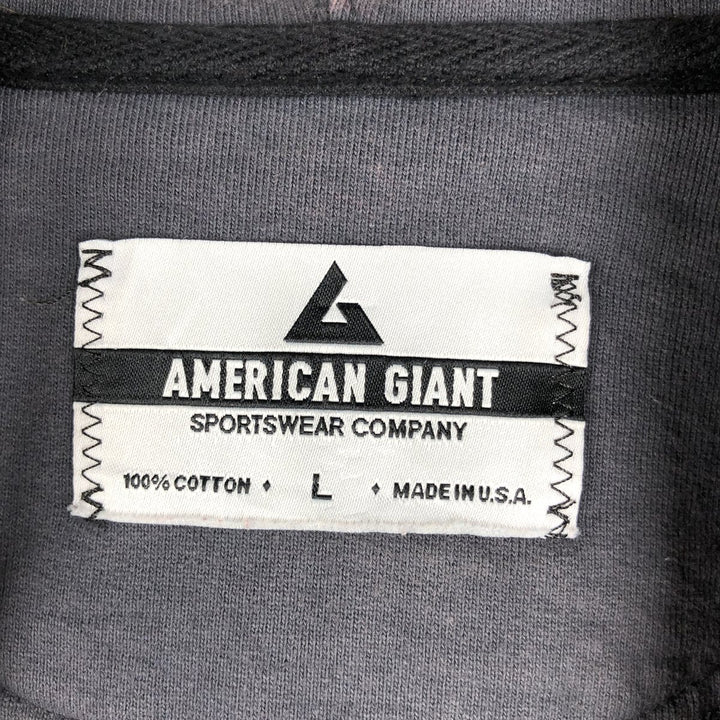 AMERICAN GIANT Full-Zip Sweatshirt, Made in USA, Men's Size L (approx.) cotton Charcoal Vintage Second Hand