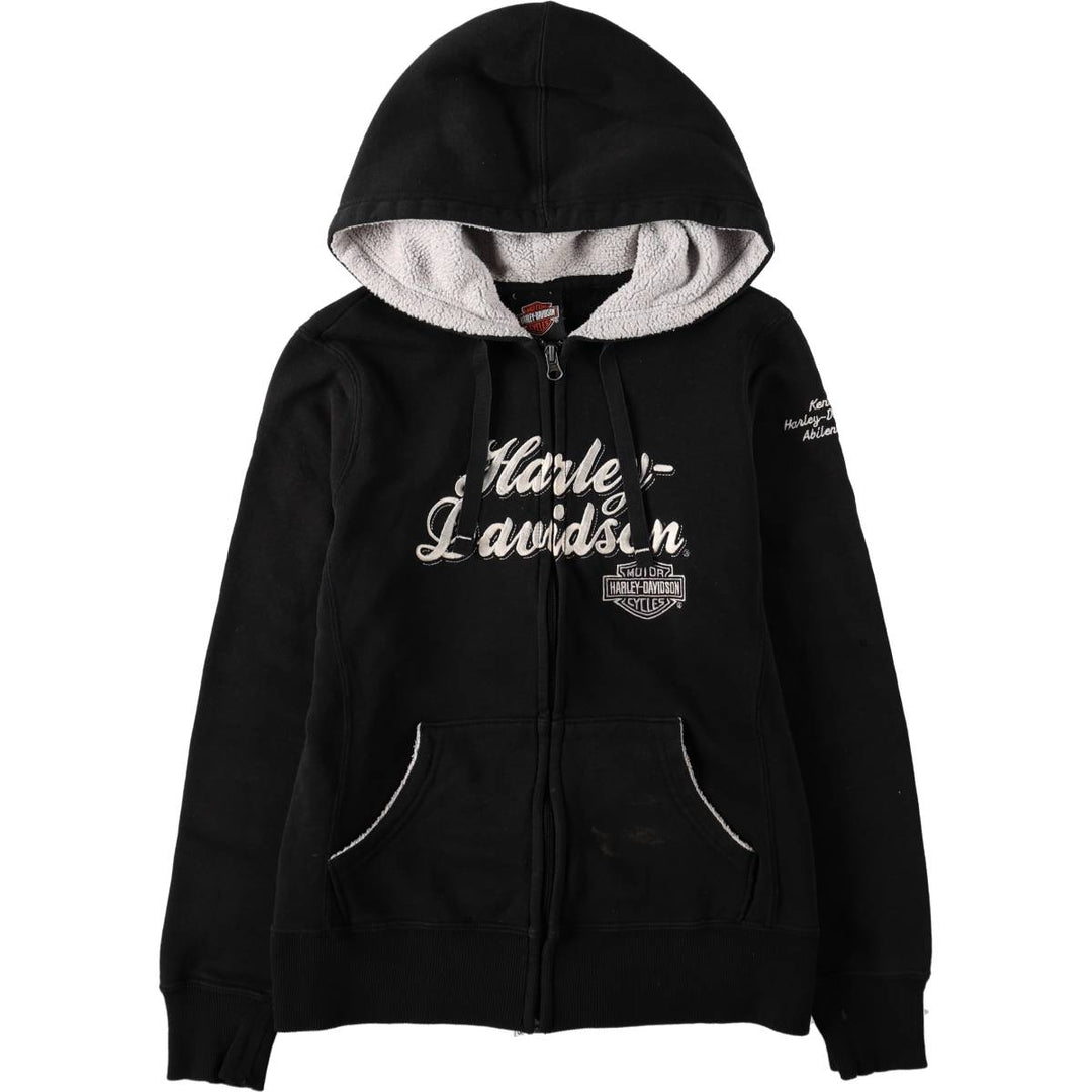Harley-Davidson Motorcycle Sweat Full-Zip Hoodie, Women's Size S (approx.) cotton black type Vintage Second Hand