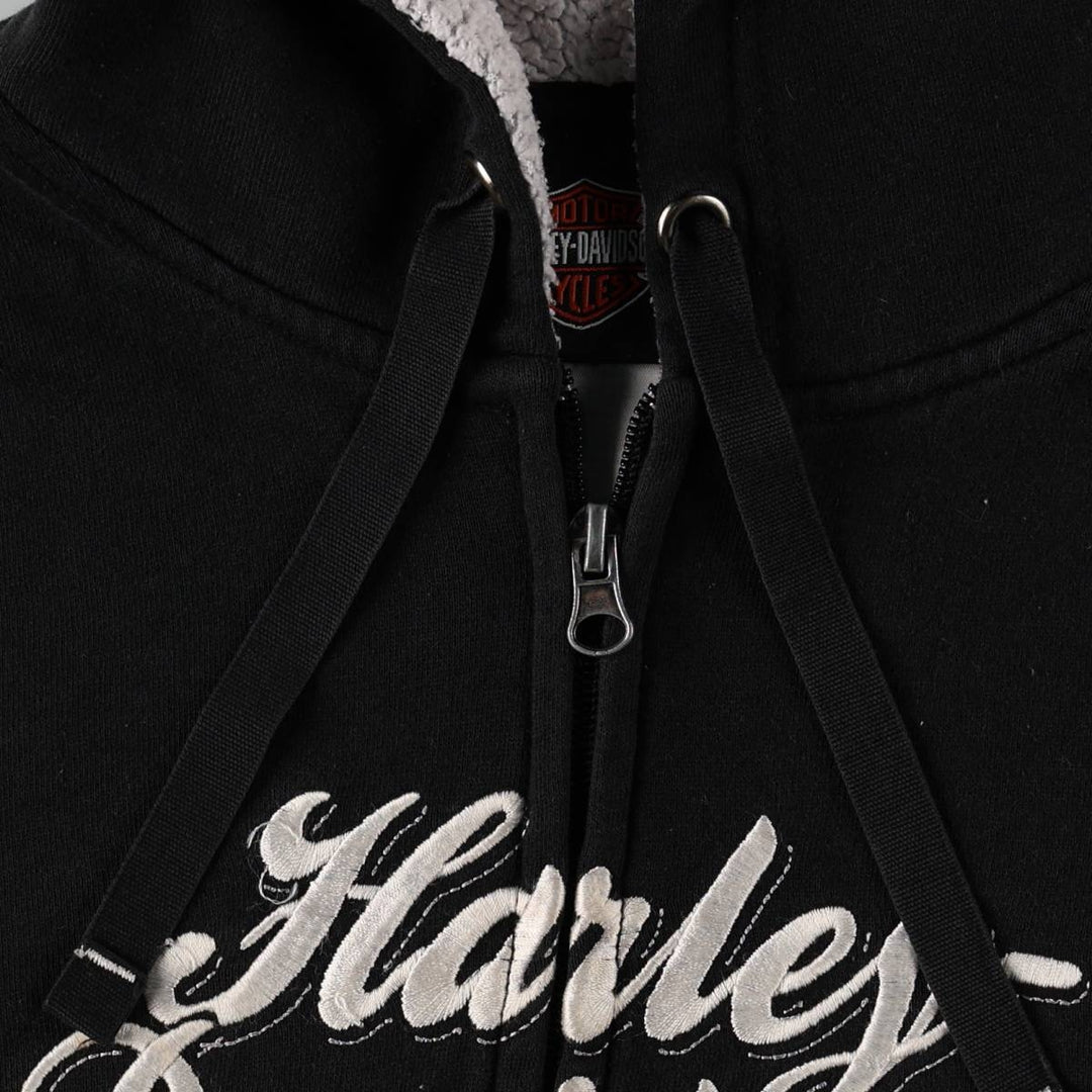 Harley-Davidson Motorcycle Sweat Full-Zip Hoodie, Women's Size S (approx.) cotton black type Vintage Second Hand