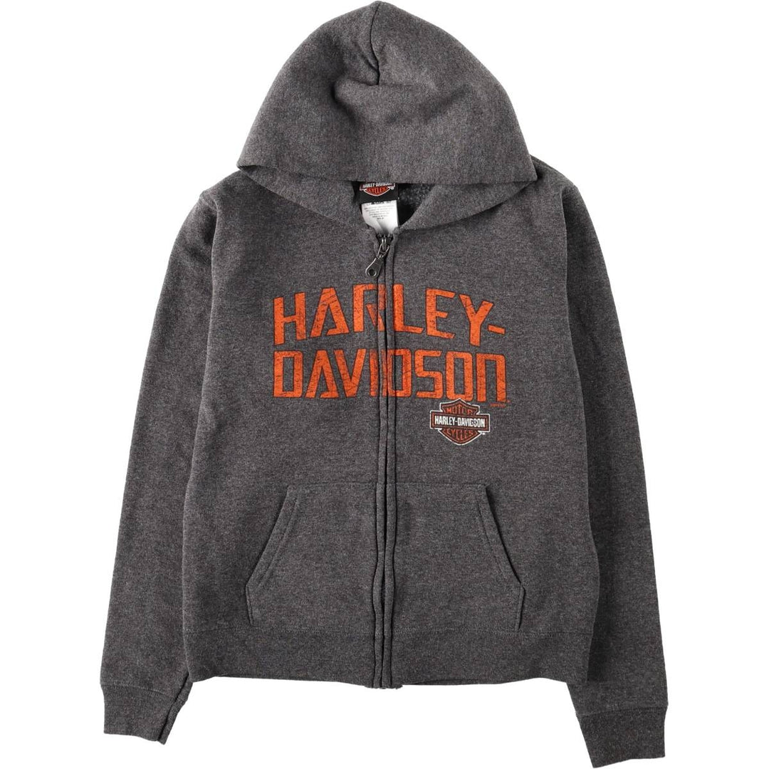 Harley-Davidson Sweat Full-Zip Hoodie, Women's Size M (approx.) cotton Charcoal Vintage Second Hand