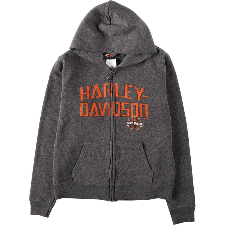 Harley-Davidson Sweat Full-Zip Hoodie, Women's Size M (approx.) cotton Charcoal Vintage Second Hand