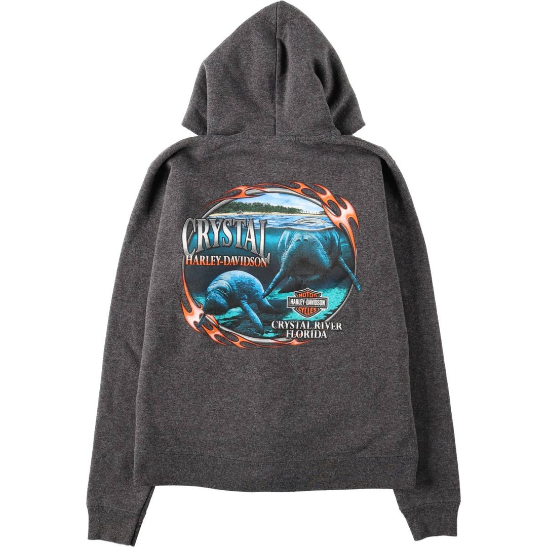 Harley-Davidson Sweat Full-Zip Hoodie, Women's Size M (approx.) cotton Charcoal Vintage Second Hand